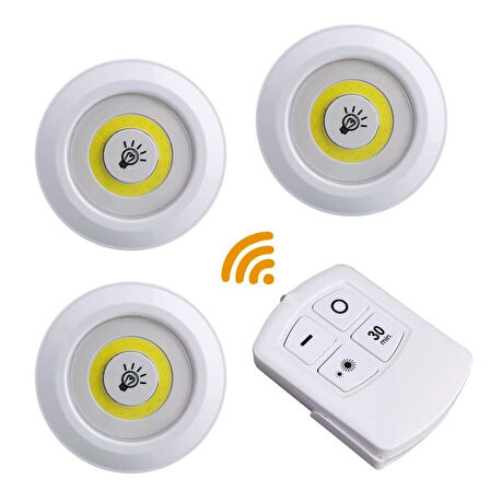 Uzaktan Kumandalı Yapışkanlı 3’lü Led Spot Lamba-Findit