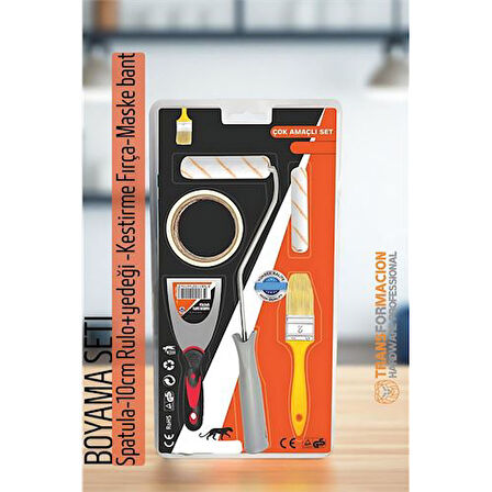Boyama Seti - Spatula-10cm Rulo +yedeği -Kestirme Fırça-Maskeleme bant