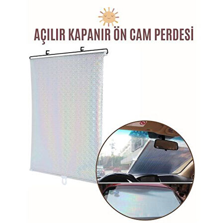 Aynalı Yansıtıcılı Açılır Kapanır Ön Cam Perdesi