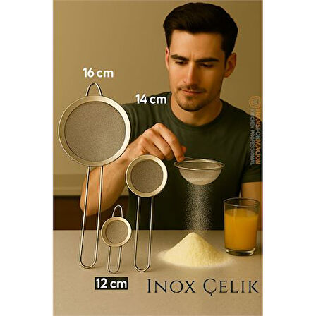 Inox Süzgeç Seti - 3 Boy Çok Amaçlı Süzgeç 304 Çelik Profesyoneller İçin