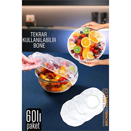 Esnek Kase Bonesi – 60 Adet, 25 cm’e Kadar Uyumlu, Tekrar Kullanılabilir Tabak Bone