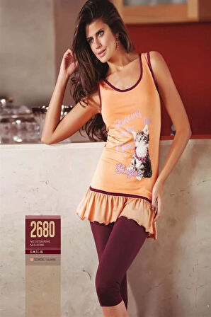 Kedi Baskılı Kadın Taytlı Takım 2680 Marka