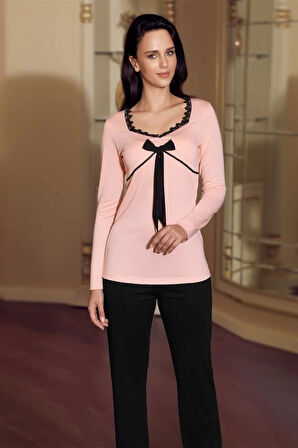 Jakarlı Kedi Aplikeli Kışlık Pijama 21806