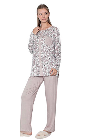 Viskon Desenli Pijama Takımı