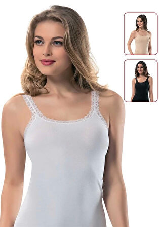 Kadın Dantel Askılı Kaskorse Atlet 2116