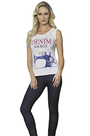 Kadın Denim Baskılı Tayt Takım 2481