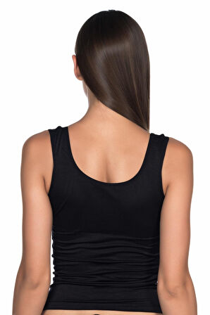 SİYAH 5002 Soft Kalın Askılı Uzun Atlet