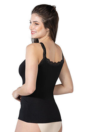 SİYAH 1411 Modal Cotton Dantelli Atlet