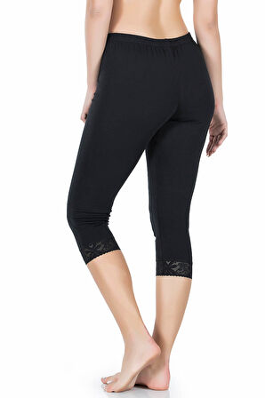 Paçası Dantelli Kısa Kadın Tayt 421