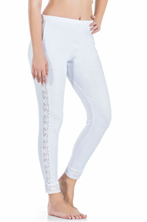 Dantel Şeritli Uzun Kadın Tayt 416