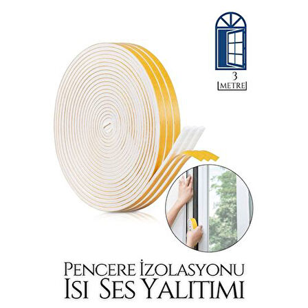 Pencere Ses Isı Yalıtım Sünger Bant 3 METRE