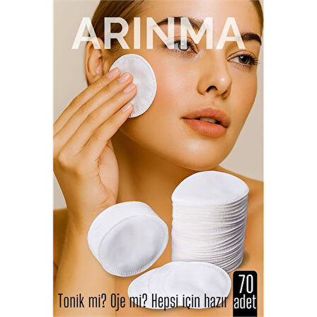 70 li Kozmetik Disk Pamuk Premium Makyaj Temizleme Pamuğu  Tonik ve Oje İçin Çift Taraflı Diskler