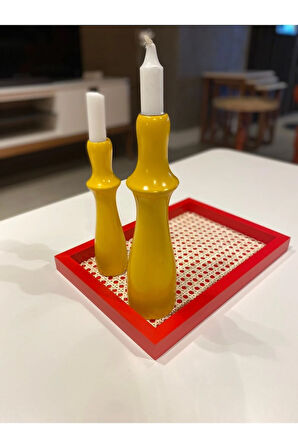 Rattan Hazeran Dikdörtgen Tepsi Elma Şekeri Renk (%100 Doğal Hazeran) M104