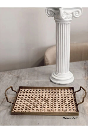 Rattan Hazeran Galvaniz Sunum Tepsi Gold (%100 DOĞAL HAZERAN) M022