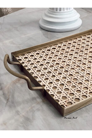 Rattan Hazeran Galvaniz Sunum Tepsi Gold (%100 DOĞAL HAZERAN) M022
