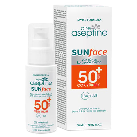 Cire Aseptine Yüksek Koruyucu Yüz Güneş Losyonu SPF 50+ 60 ml 2 ADET