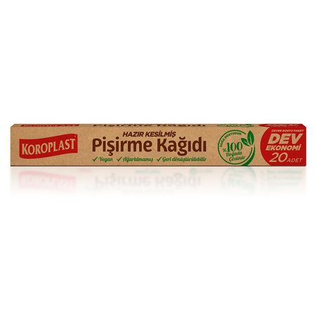 Koroplast Pişirme Kağıdı Doğal Hazır Kesilmiş 20'li 3 ADET
