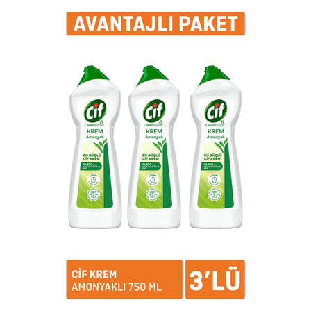 Cif Krem Mucize Yüzey Temizleyici Amonyaklı 3 x 750Ml
