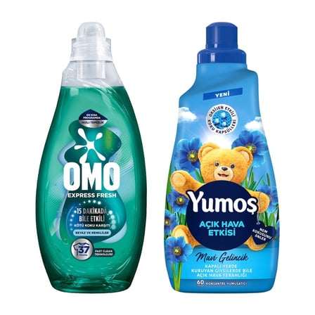 Omo Express Kötü Koku Karşıtı 1480 Ml + Yumoş Mavi Gelincik 1440 Ml 3 ADET
