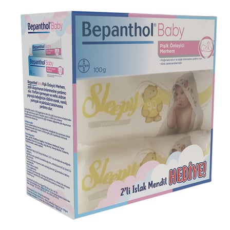 Bepanthol Baby Pişik Merhemi 100 G + Sleepy Sensetive Havlu 2 x 90'lı 3 ADET