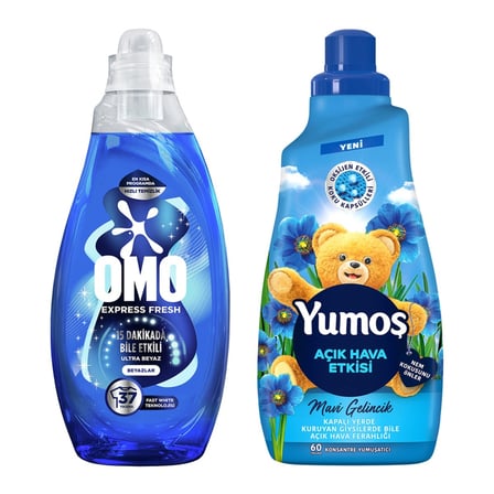 Omo Express Beyazlar 1.480 Ml + Yumoş Mavi Gelincik 1.440 Ml 4 ADET