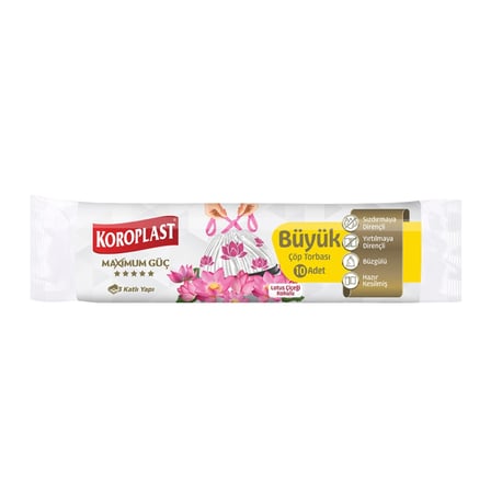 Koroplast Lotus 3 Katlı Büzgülü Büyük Çöp Torbası 10'lu 4 ADET