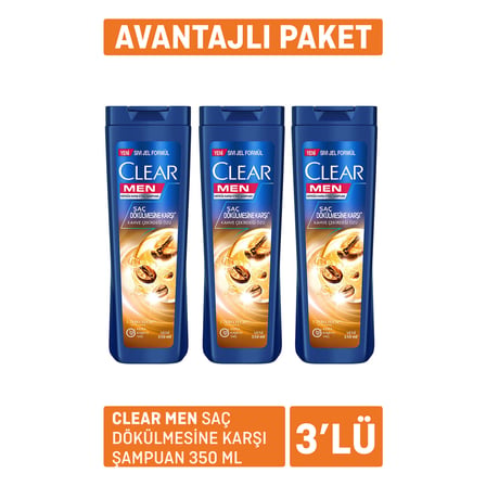 Clear Men Saç Dökülmesine Karşı Şampuan 3 x 350Ml 5 ADET