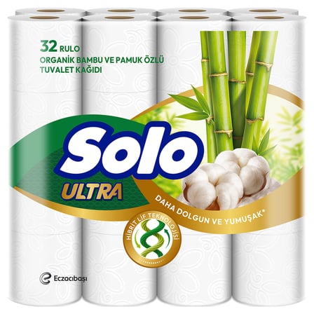 Solo Ultra Organik Bambu & Pamuk Özlü Tuvalet Kağıdı 32'li 5 ADET