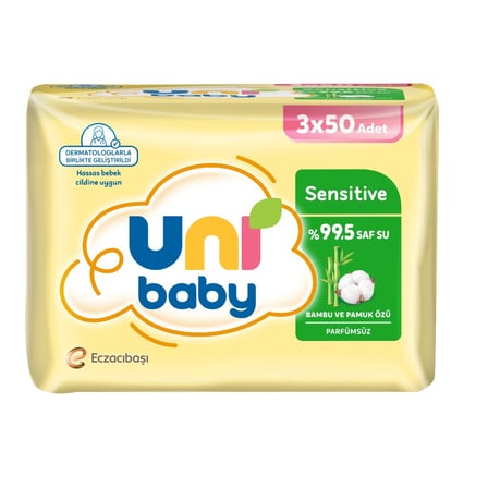 Uni Baby Sensitive Bambu & Pamuk Özü Islak Mendil 3 x 50'li 5 ADET