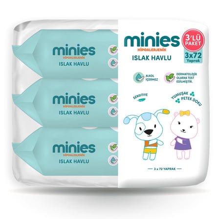 Minies Islak Havlu 3x72'li 2 ADET