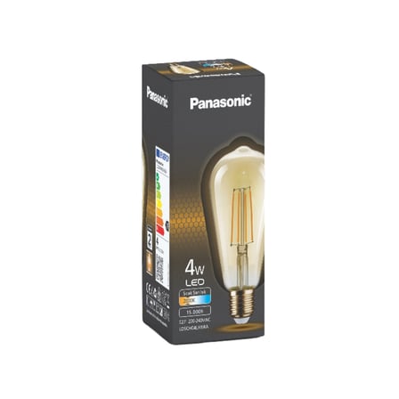 Panasonic E27 Filaman ST64 Lamba 4W 360 Lm 2000K Gold 4 ADET