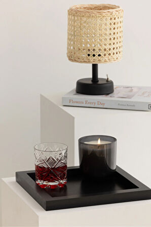 Kare Ahşap Tepsi Sunum Dekorasyon Düzenleyici Siyah-24x24 Cm