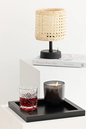 Kare Ahşap Tepsi Sunum Dekorasyon Düzenleyici Siyah-24x24 Cm