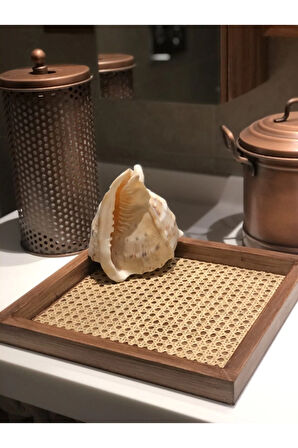 Rattan Hazeran Kare Tepsi Eskitme Model (%100 DOĞAL HAZERAN) M027