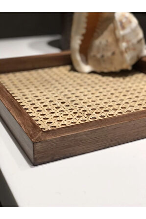 Rattan Hazeran Kare Tepsi Eskitme Model (%100 DOĞAL HAZERAN) M027