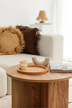 Rattan Hazeran Yuvarlak Tepsi Cappuccino (%100 DOĞAL HAZERAN) M030