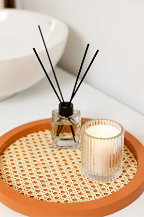 Rattan Hazeran Yuvarlak Tepsi Cappuccino (%100 DOĞAL HAZERAN) M030