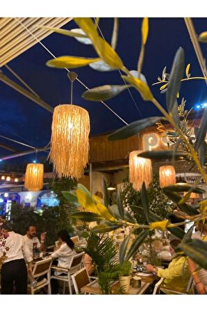 Rodos Rafya Hasır Tasarım Bohem Avize