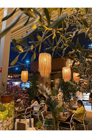 Rodos Rafya Hasır Tasarım Bohem Avize