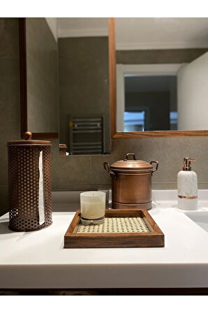 Rattan Hazeran Kare Tepsi Eskitme Model-24x24 Cm (%100 Doğal Hazeran)