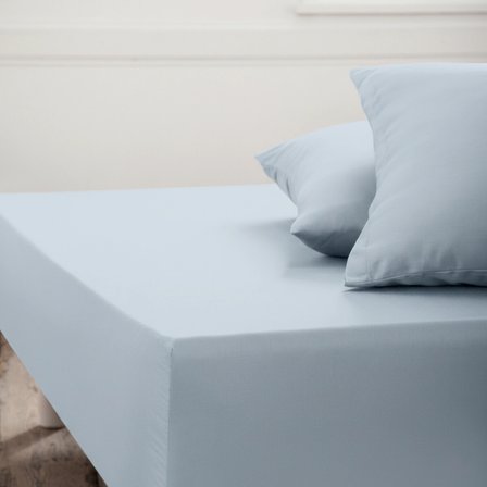 Maki Home %100 Pamuklu Buz Mavisi 100x200+50x70 cm tek kişilik lastikli çarşaf takımı
