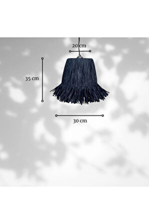 Hydra Rafya Hasır Bohem Siyah Avize