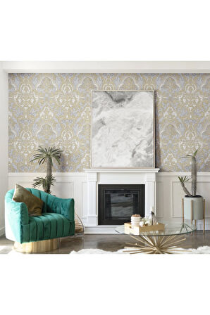 Ephes 1002-2 Damask büyük, Simli Duvar Kağıdı 10m²