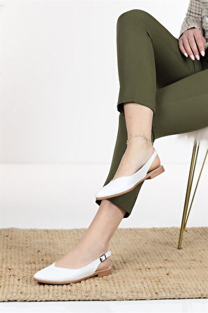 Kadın Misty Beyaz Arkası Acık Sivri Burun Günlük Babet