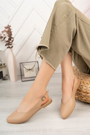 Kadın Ten Cilt Arkası Acık Sivri Burun Günlük Babet