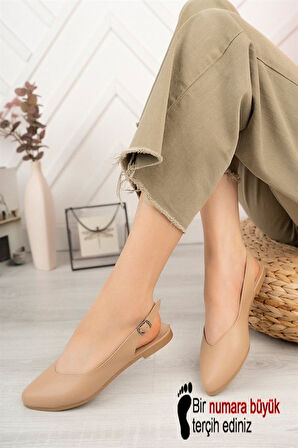 Kadın Ten Cilt Arkası Acık Sivri Burun Günlük Babet