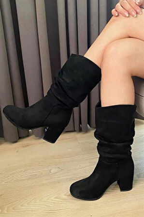 Kadın Azra Siyah Süet Körüklü Çizme