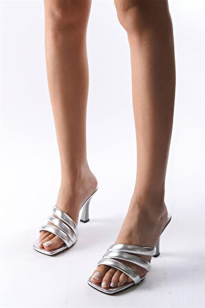 Kadın Gümüş 9 cm Kadeh Topuklu Terlik