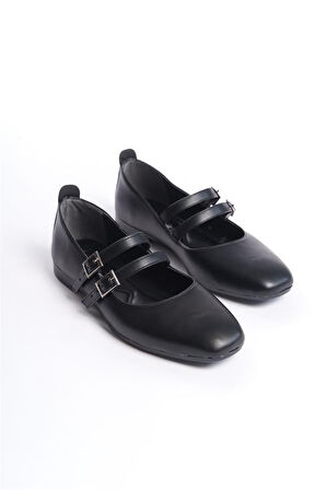 Kadın Siyah İki Beretli Kut Burun Babet