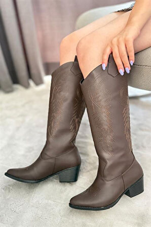 Kadın Jasire Kahverengi Nakışlı Western Kovboy Cowgirl Bot Çizme